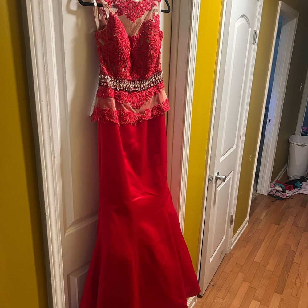 Elegant Red Lace Gown
